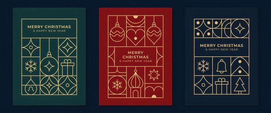 Set of christmas and new year greeting card designs