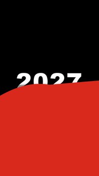 Year 2027 Animation With Red Fluid Wave On Black Background