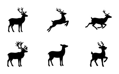 Fototapeta premium 70 Deer Silhouette Collection, Majestic Stag Icons, Wildlife Vector Graphics, Forest Animal Set, Nature Elements, Black and White 100