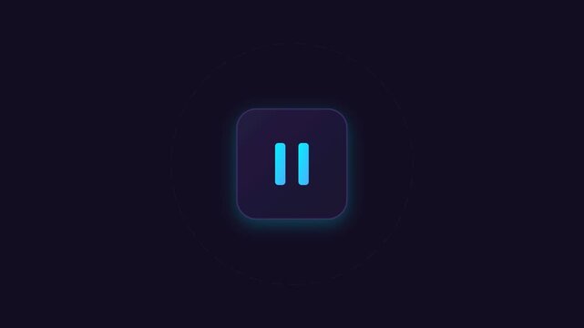 Blue play and pause button icon on dark background for multimedia video player technology and digital interface design. 4K Video