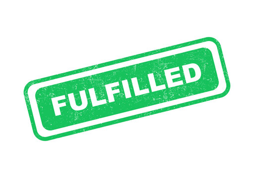 Green fulfilled rubber stamp icon with grunge texture for business delivery isolated on transparent background