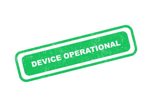 Green rubber stamp with the text device operational isolated on a simple frame isolated on transparent background