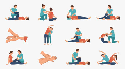 Fototapeta premium Industrial of Chiropractic and Physiotherapy Techniques with Diverse Patients and Professionals
