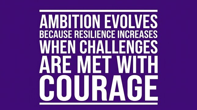 Motivational quote about personal ambition and resilience displayed in bold white lettering against purple background backdrop