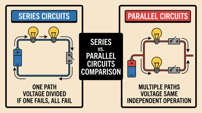 Series and Parallel Circuits Comparison Diagram