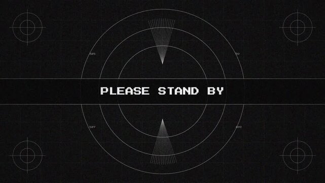Retro tv test pattern please stand by broadcast signal. pattern screen for please standwaiting screen vintage television. 4k animation video