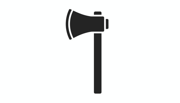 Flat black silhouette icon of a heavy sharp woodcutting hatchet axe tool isolated on a clean white background.