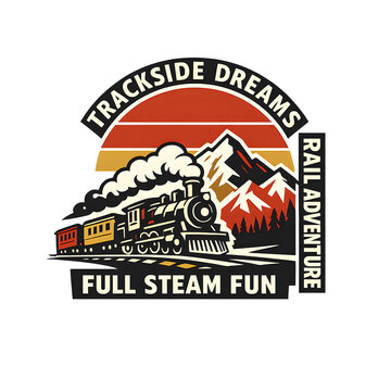 TRACKSIDE DREAMS Retro Travel T-Shirt Graphic with Vintage Mountain Locomotive Through Rugged Peaks