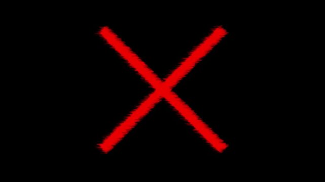 Red cross mark hand drawn brush animation