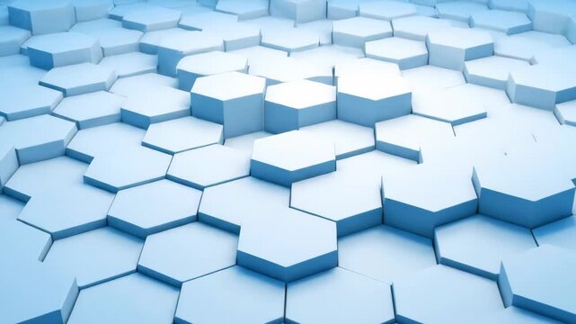 Abstract 3D blue hexagonal honeycomb background hexagon geometry