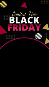 Vertical Black Friday sale promo overlay video template in 4K resolution with transparent alpha channel for social media stories 5