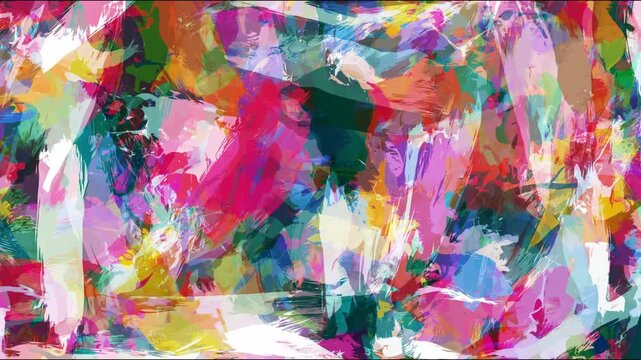 Dynamic Abstract Grunge Background With Random Vibrant Brush Strokes And Flat Textures For Modern Creative Video Projects And Digital Art Presentations
