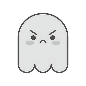 Ghost vector icon shows an angry expression with furrowed eyebrows on white background.