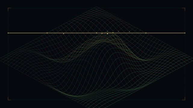 Abstract Digital Grid Surface Moving with Dynamic Wave Patterns