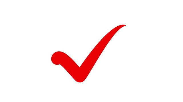 Red Tick mark icon animation 4k video. right check mark icon transparent background success approval correct sign.