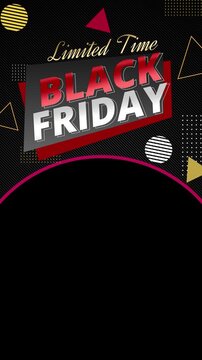 Vertical Black Friday sale promo overlay video template in 4K resolution with transparent alpha channel for social media stories 3