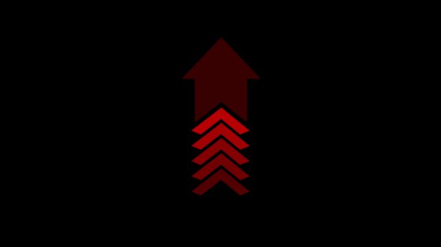 Red Up Arrow Icon Animation with Transparent Alpha Channel, Direction and Growth Symbol 4K