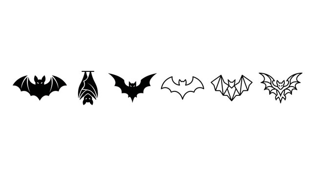 Set of decorative bat silhouettes for halloween design with halloween, creature