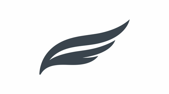 Minimalist stylized bird wing graphic element representing freedom and swift movement for modern branding projects with rendered flat vector