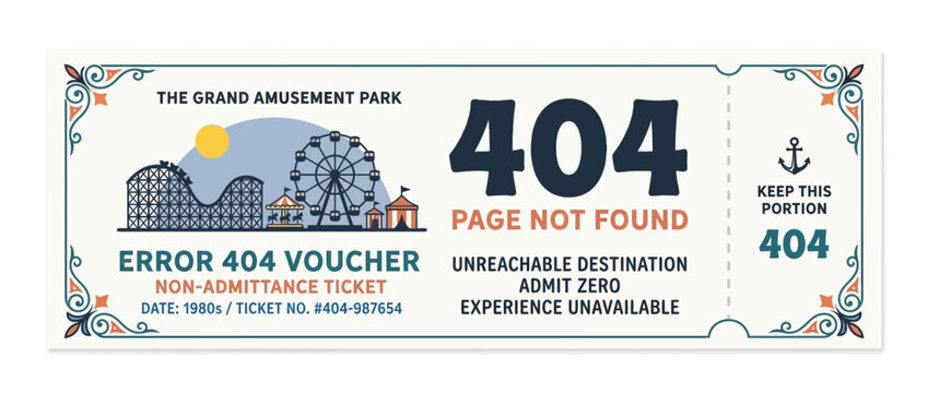 Error 404 Voucher Ticket Isolated Transparent Background Amusement Park