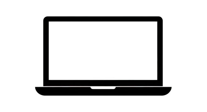 Black laptop computer icon design isolated on transparent background