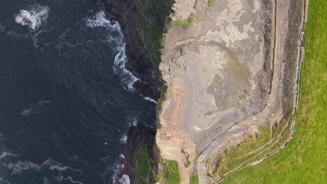 Stunning terrain Cliffs of Moher County Clare Ireland drone shot