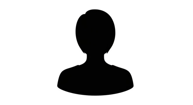 Black silhouette icon of a person head and shoulders isolated on transparent background