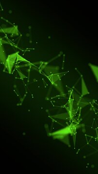 Green Abstract Polygon Network Background Animation,Futuristic Ai Technology and Science Particle Connection vertical social media Motion Design element