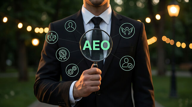 Businessman holding magnifying glass focusing on RCA Root Cause Analysis process