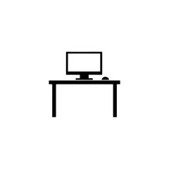 Fototapeta premium Computer workstation silhouette on a white background a simple vector graphic