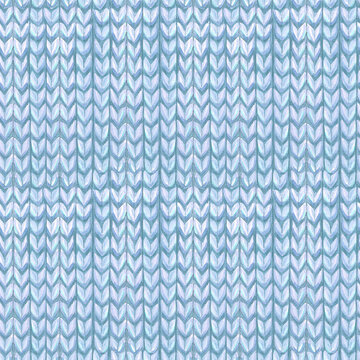 Knitted fabric seamless pattern watercolor illustration for hobby knitting design. Hand drawn ornament with wool thread loops. Template background for knitter blog, needlework store, handwork website.