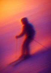 Fototapeta premium Vibrant skier silhouette motion
