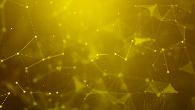 Abstract background Dot and connect line for cyber technology futuristic and network connection concept with dark and grain processed wide screen ratio