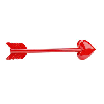 Shiny red heart arrow for love and romance symbols isolated on transparent background