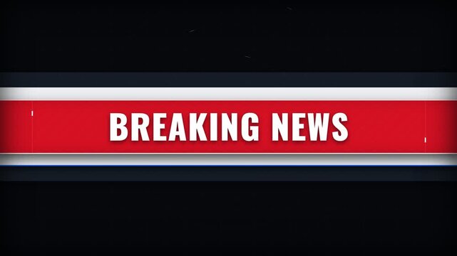 Breaking news broadcast banner motion graphic on black background