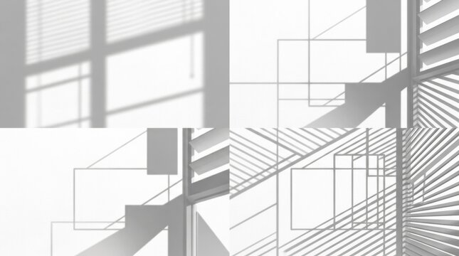 Abstract architectural background featuring geometric lines and soft light shadows creating a modern minimalist aesthetic for interior design concepts