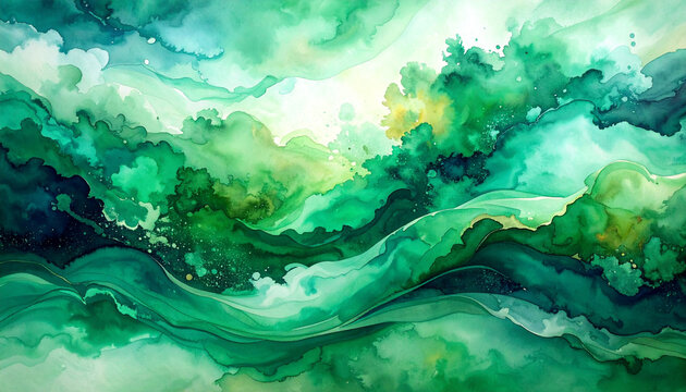 Dynamic abstract watercolor painting featuring vibrant orange and red swirling patterns, evoking a sense of fiery energy and fluid motion.
