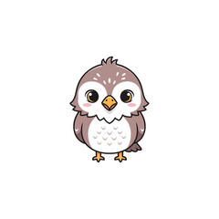 Obraz premium Cute owl character in cartoon chibi style