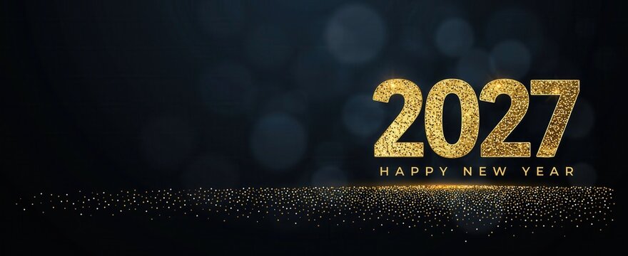Happy new year 2027 gold glitter background