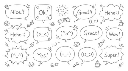 Fototapeta premium Speech Bubble Doodles Set Isolated on Transparent Background