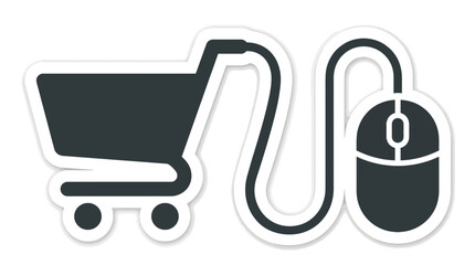 Obraz premium Online shopping cart mouse icon vector isolated on transparent background