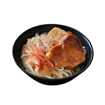 喜屋武そーみん 1杯の切り抜き。沖縄県の自家製郷土料理・手作りソーミンタシヤー・ご当地グルメや沖縄料理メニュー用フードデザイン素材