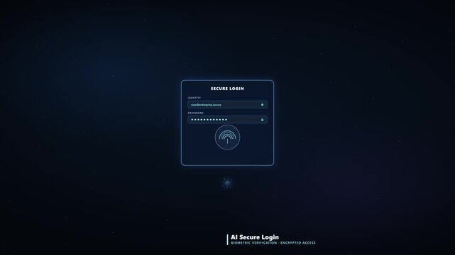 AI Secure Login Biometric Authentication and Identity Verification Cybersecurity Animation