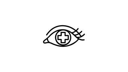 Naklejka premium Luxury eye logo with elegant iris line art, Eye combined with medical cross, Minimal eye inside circular badge, Eye with leaf representing natural vision care, Premium ophthalmology clinic logo, logo