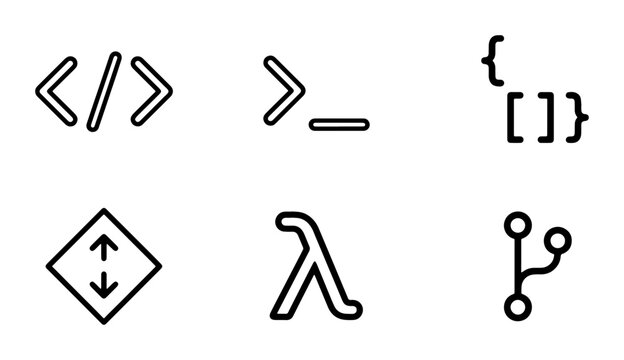 80 Coding Icons Set, Programming Symbols Collection, Software Development Elements, Computer Science Graphics, Web Development Icons, Data Structure Icons, Lambda Function Icon