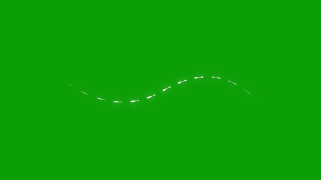 dotted line running upwards on green screen. Speed ​​Line for Flash Action Overlay.4k motion graphics video animation. dotted line animation. white arrow on transparent background. 4k