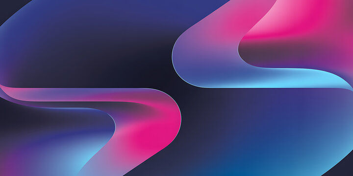 Vibrant Pink Blue Gradient Swirls Abstract Background With Smooth Curves And Dark Backdrop 
