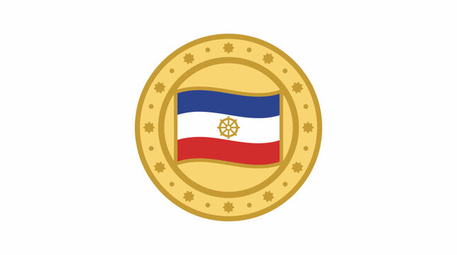 Gold coin icon with waving flag of Paraguay. Golden currency symbol featuring blue, white and red national flag design. Metal coin illustration for finance and economy.