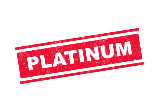 Red platinum rubber stamp with a grunge texture effect for business and professional labels isolated on transparent background