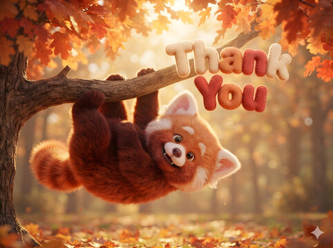 Thank you card with red panda